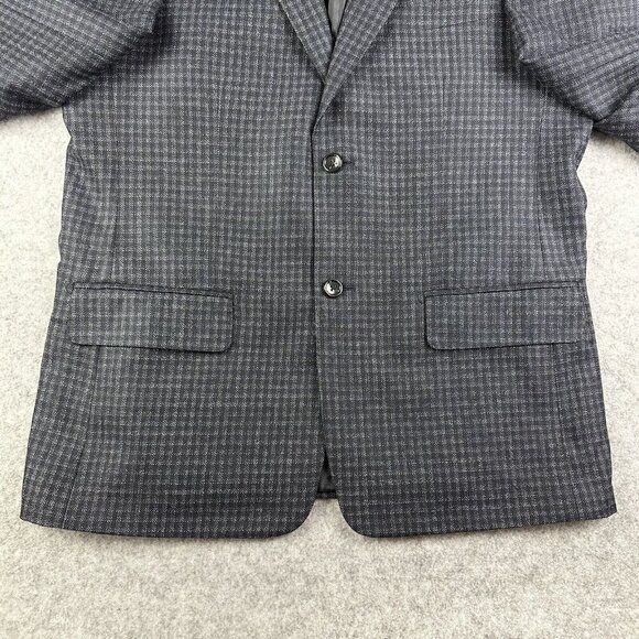 Baroni Blazer Mens 38R Blue Silk Wool Mini Plaid Check Sport Coat Woven in Italy - Picture 3 of 14